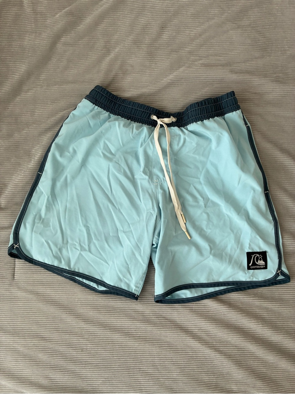 Quiksilver Light Blue Swim Shorts with Navy Waistband